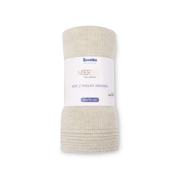 Adīts pleds "Merino" 90x75 cm light beige