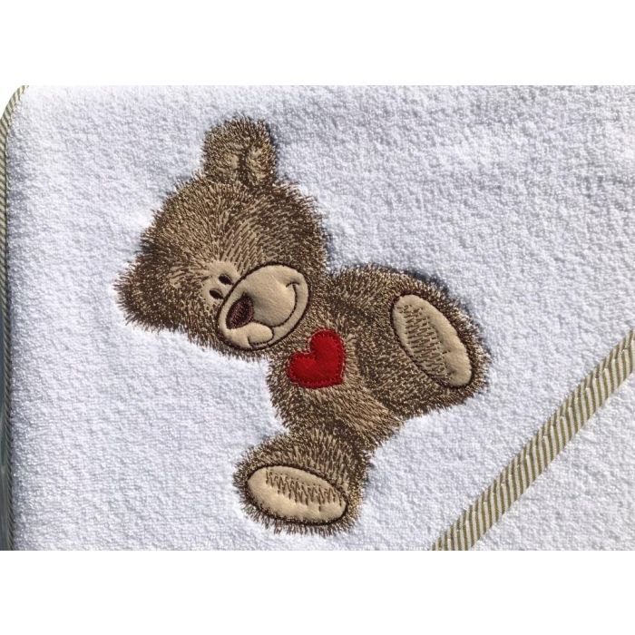 Dvielis ar kapuci  "Teddy bear" 80x80cm "frotte" balts