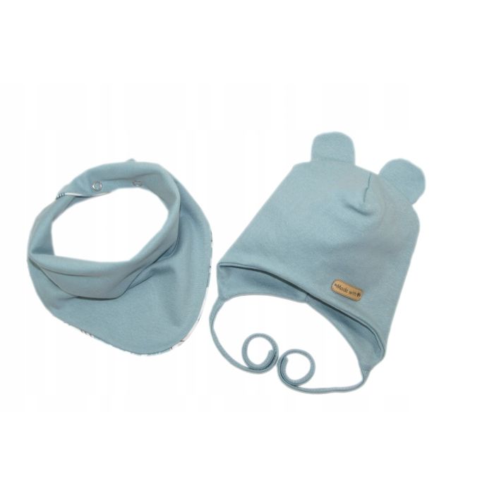 Zīdaiņu cepurīte ar šalli  "Love" - MINT