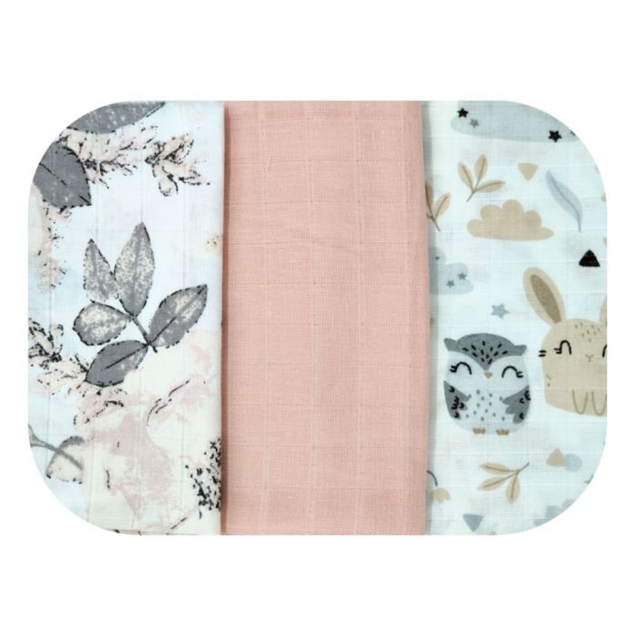 Muslīna autiņi komplekts "Owl" 3 gab.