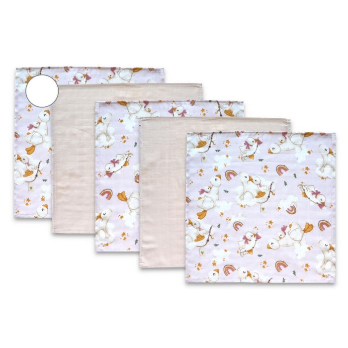 Muslīna mini autiņi komplekts "Mini" 5 gab.  38x38 cm Ducks