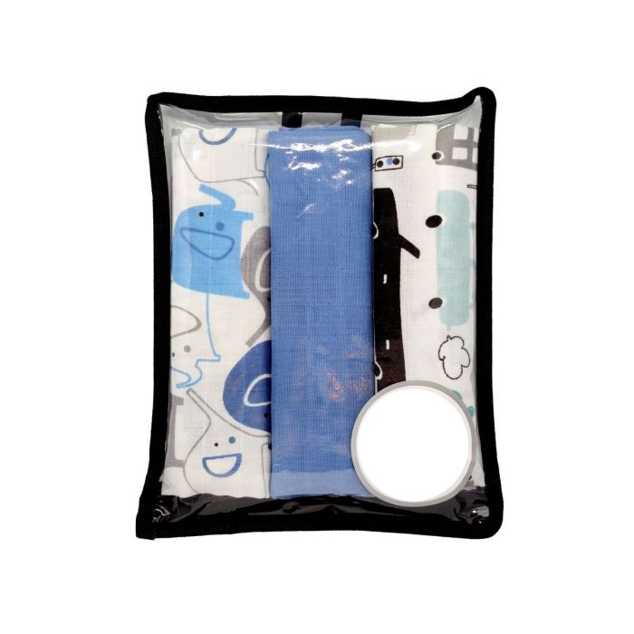 Muslīna autiņi komplekts "Blue elephants" 3 gab.