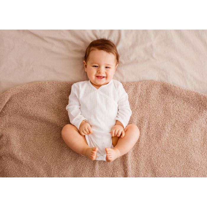 Bodijs ar garām piedurknēm no muslīna kokvilnas "Silky" ecru