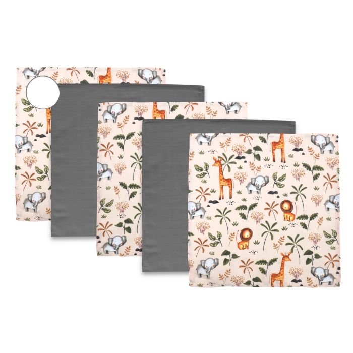 Muslīna mini autiņi komplekts "Mini" 5 gab.  38x38 cm Safari