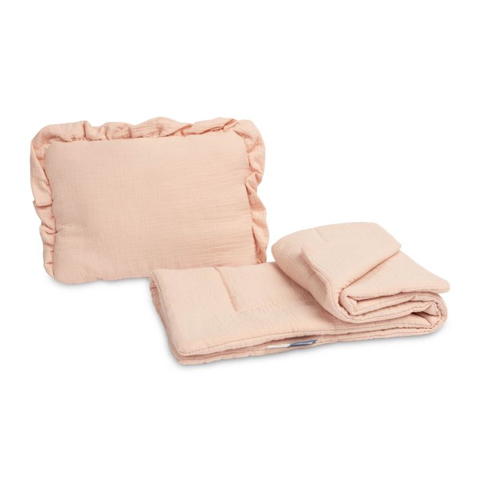 Muslīna komplekts bērniem "Luxury Soft" pleds un spilvens rozā