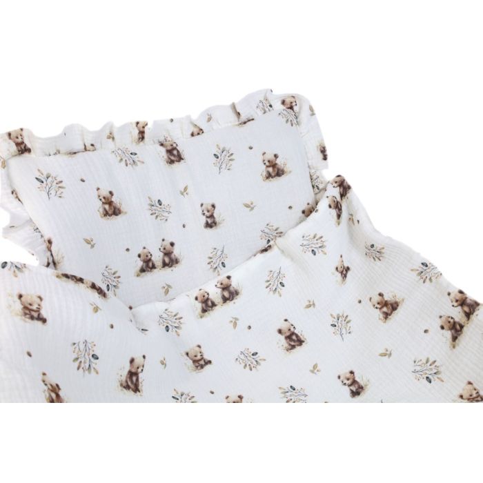 Muslīna komplekts bērniem "Little bears" pleds un spilvens