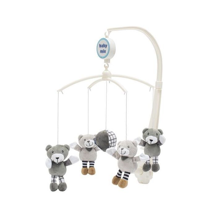 Muzikālais karuselis mazuļa gultiņai "Grey bears" ar mīkstām mantiņām