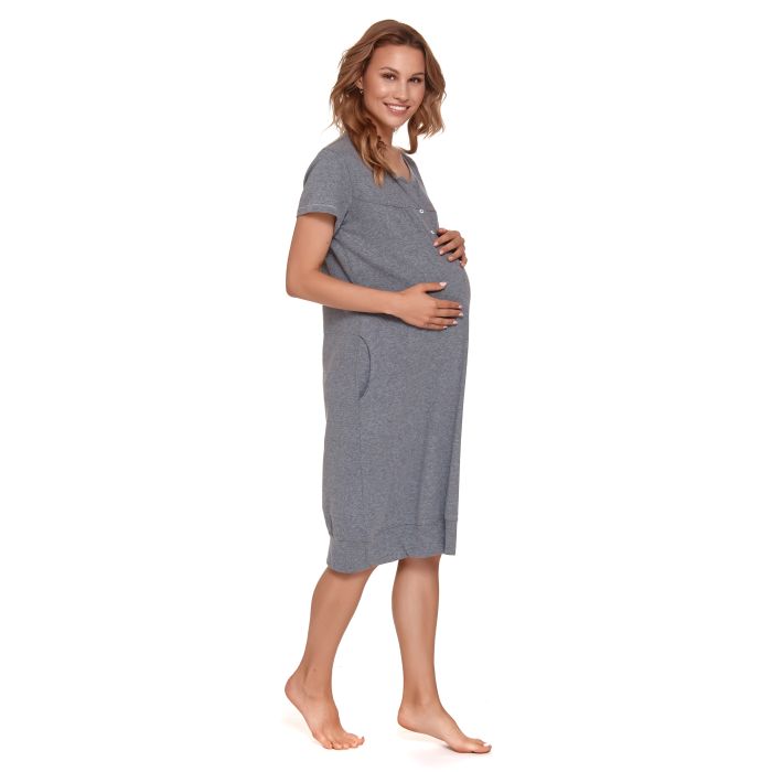 Kokvilnas naktskrekls grūtniecēm un barojošām "Verona" Dark grey S-XXL 