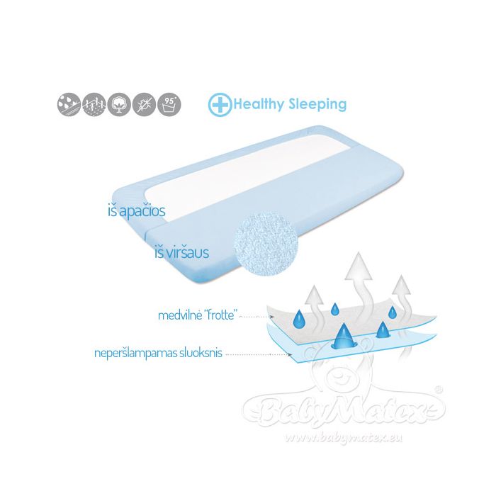 Ūdensnecaurlaidīgs palags ar gumiju, zils "Frotte" 