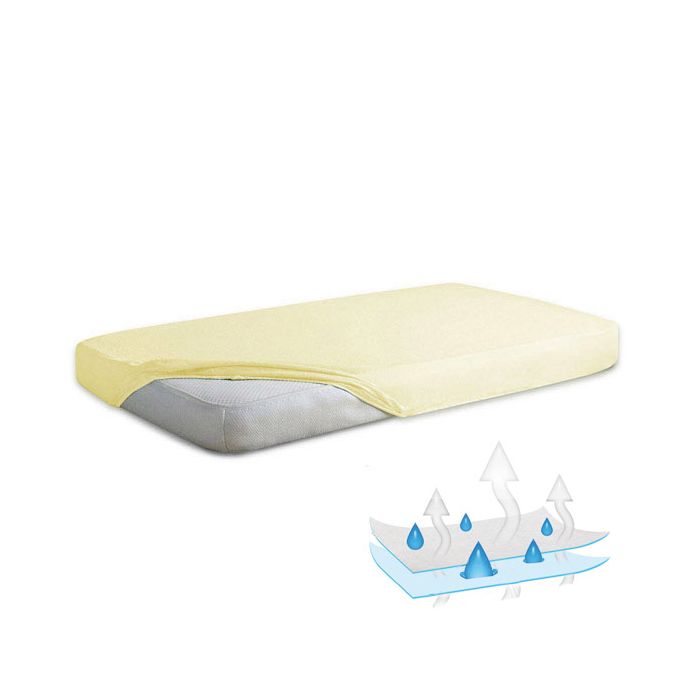 Ūdensnecaurlaidīgs palags ar gumiju, dzeltens "Frotte" 