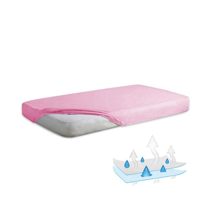 Ūdensnecaurlaidīgs palags ar gumiju rozā "Frotte" 