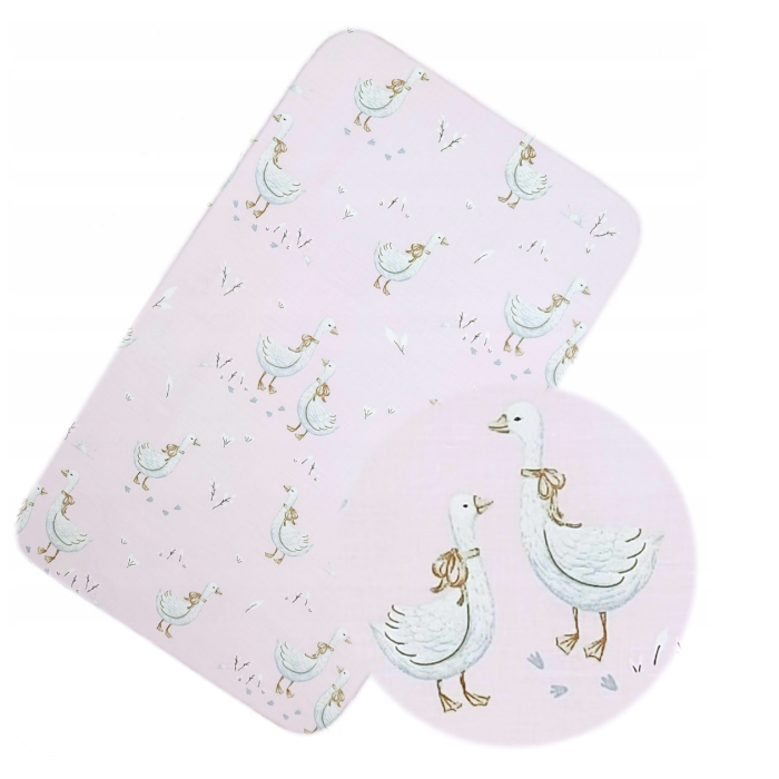 Bērnu palags ar gumiju  60x120 cm "Golden goose pink" 