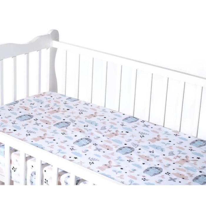 Bērnu palags ar gumiju "Bunny& Hedgehog"  120x60