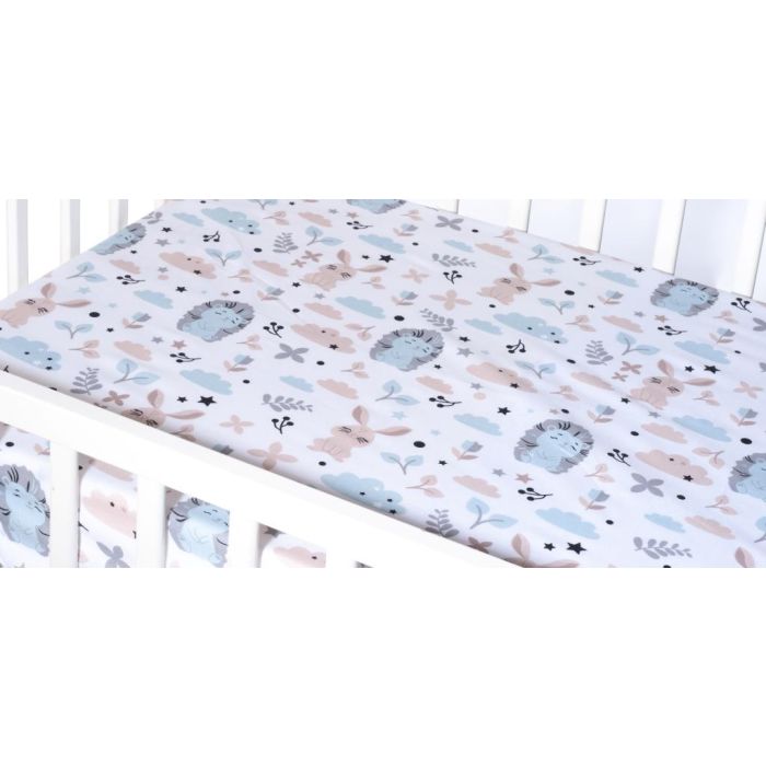 Bērnu palags ar gumiju "Bunny& Hedgehog"  120x60