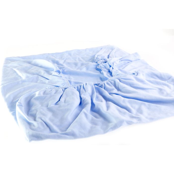 Mėlynos spalvos paklodė kūdikio vežimėliui