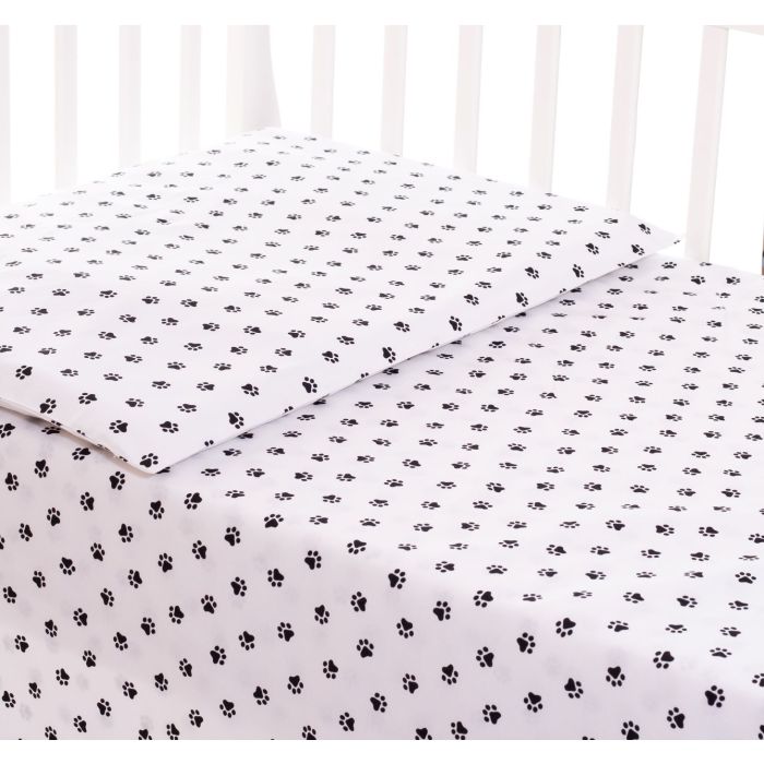Bērnu gultas veļa 135x100 "Paws" balts