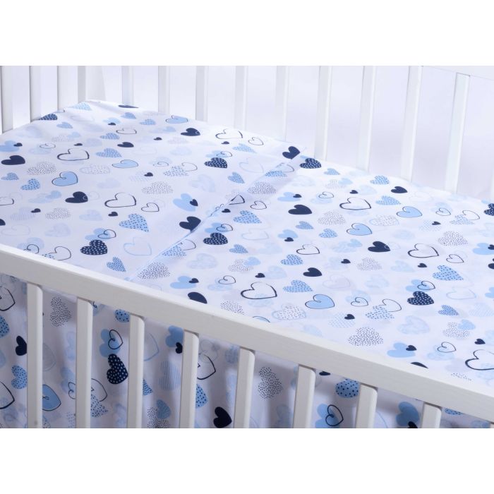 Pārvalku komplekts 135x100 "Sirsniņas" zilas krāsas