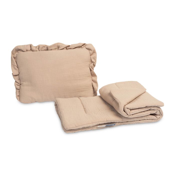 Muslīna komplekts bērniem "Luxury Soft" pleds un spilvens beige
