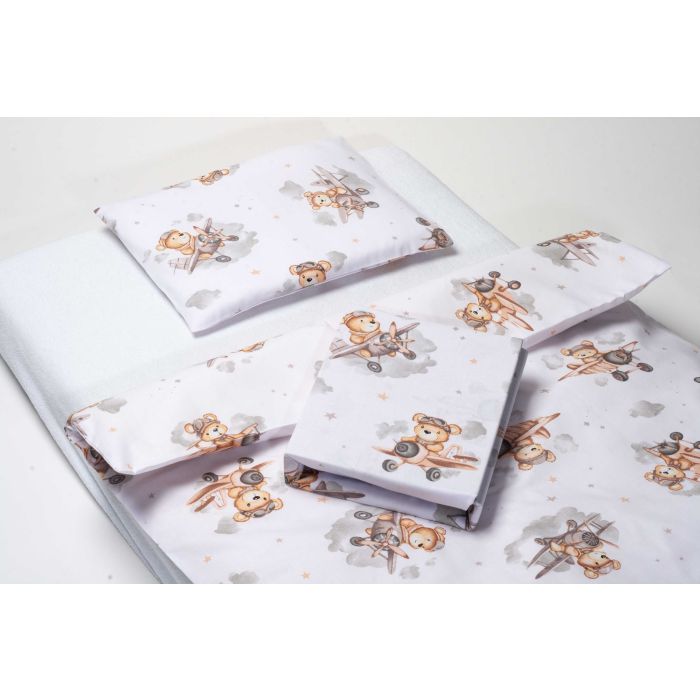 Gultas veļa komplekts šūpulim  80x70cm "Bear pilot beige" 