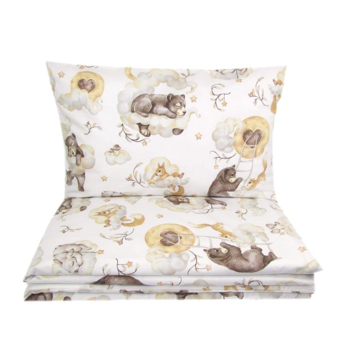  Gultas veļa komplekts šūpulim 80x70cm "Cosy clouds" bēšs