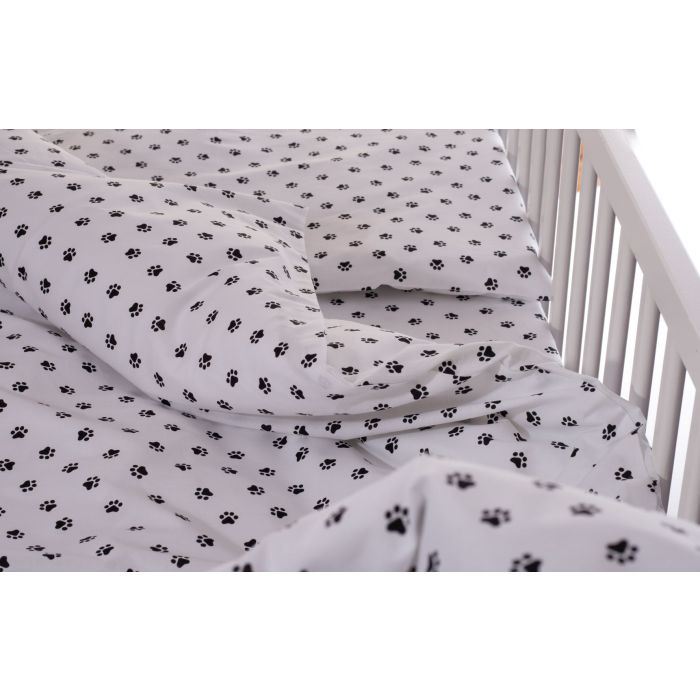 Bērnu gultas veļa 135x100 "Paws" balts