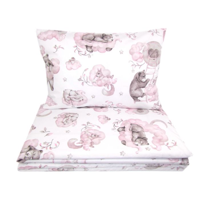 Gultas veļa bērniem 135x100 "Cosy clouds"  rozā krāsa