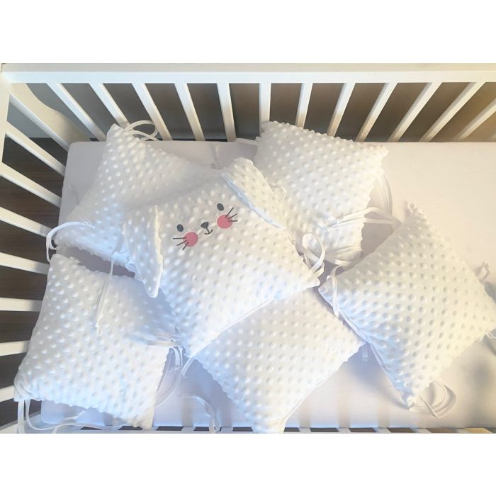 Spilvens ar lentēm (gultas apmales) 180 cm "Cosy clouds" ar zaķi 
