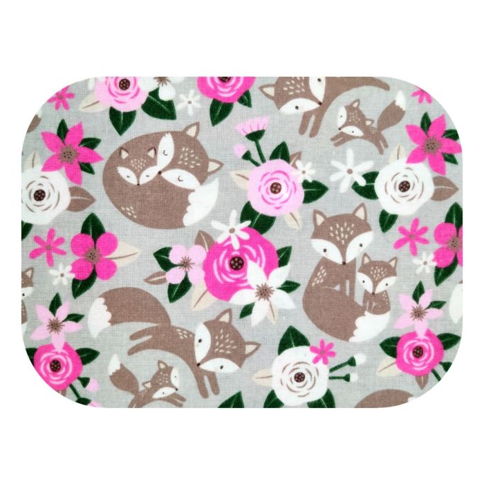 Autiņš flanēļa "Fox" 70x80 cm, ar zīmējumu, 1gb. pelēks