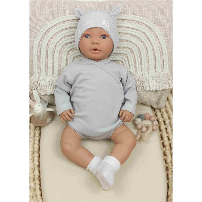 Bodijs ar garām piedurknēm "Blank grey"    