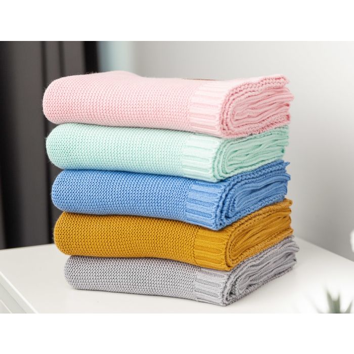 Adīts bambusa viskoze - kokvilnas pleds "Bamboo" 100x80 cm pelēks