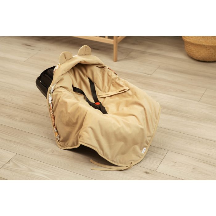 Autosēdeklīša guļammaiss "Floral beige" 90x90 cm