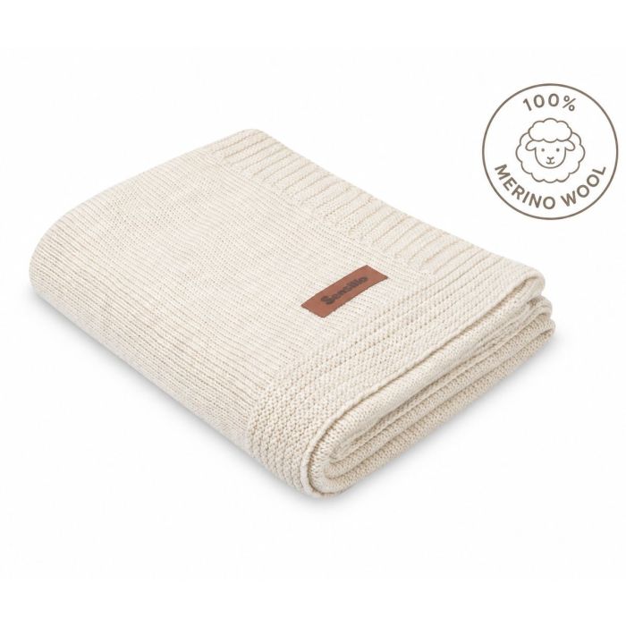 Adīts pleds "Merino" 90x75 cm light beige