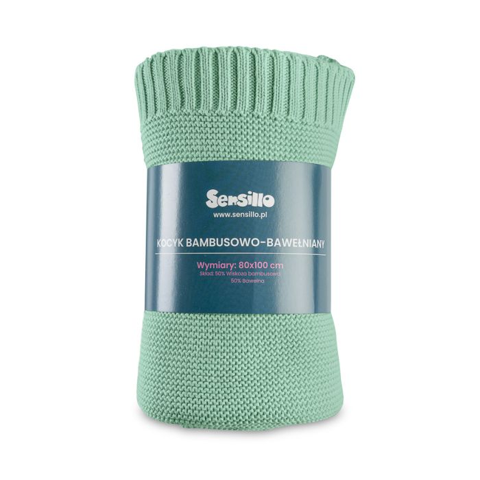 Adīts bambusa viskoze - kokvilnas pleds "Bamboo" 100x80 cm salvia