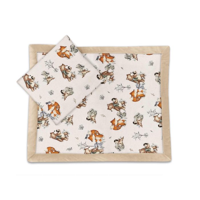 Bērnu pleds un spilvens  "Forest family beige" 