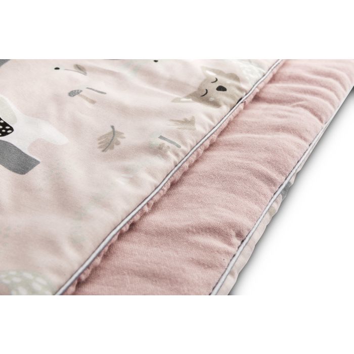 Muslīna un kokvilnas pleds un spilvens zīdainim "Friends" rozā