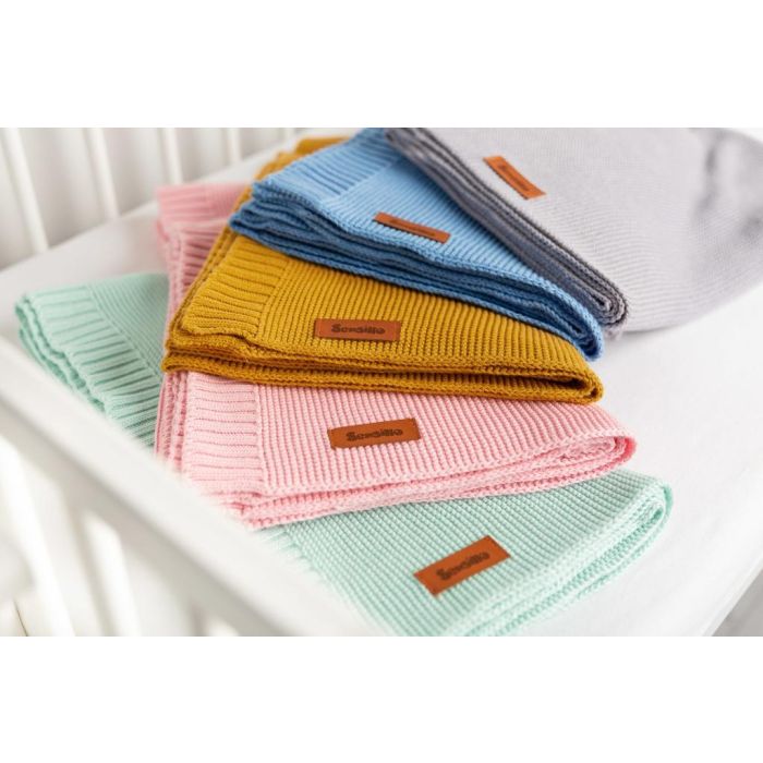 Adīts bambusa viskoze - kokvilnas pleds "Bamboo" 100x80 cm zils