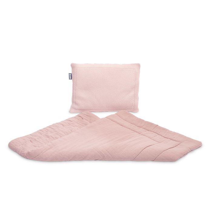 Muslino ir megztos medvilnės pledukas ir pagalvė kūdikiui "Luxury"