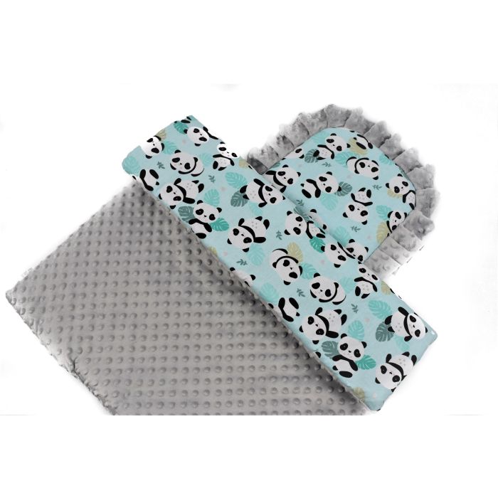 Komplekts ratiņiem spilvens un sega "Panda"