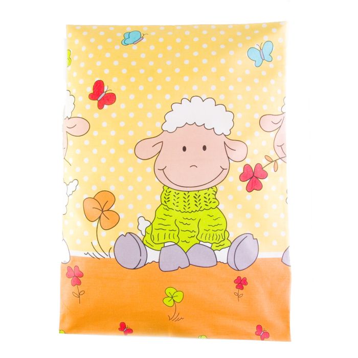 Pārvalku komplekts šūpulim 80x70cm "Aitiņas" dzeltenā krāsā