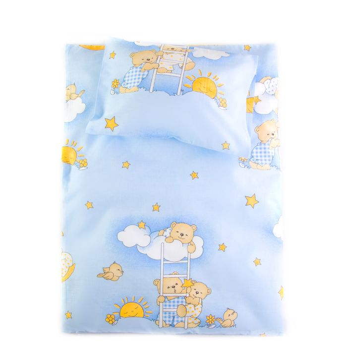 Ratiņu pārvalku komplekts "Mākonīši" zils