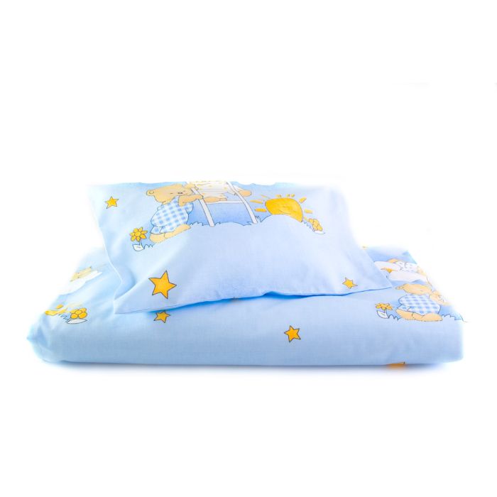 Ratiņu pārvalku komplekts "Mākonīši" zils