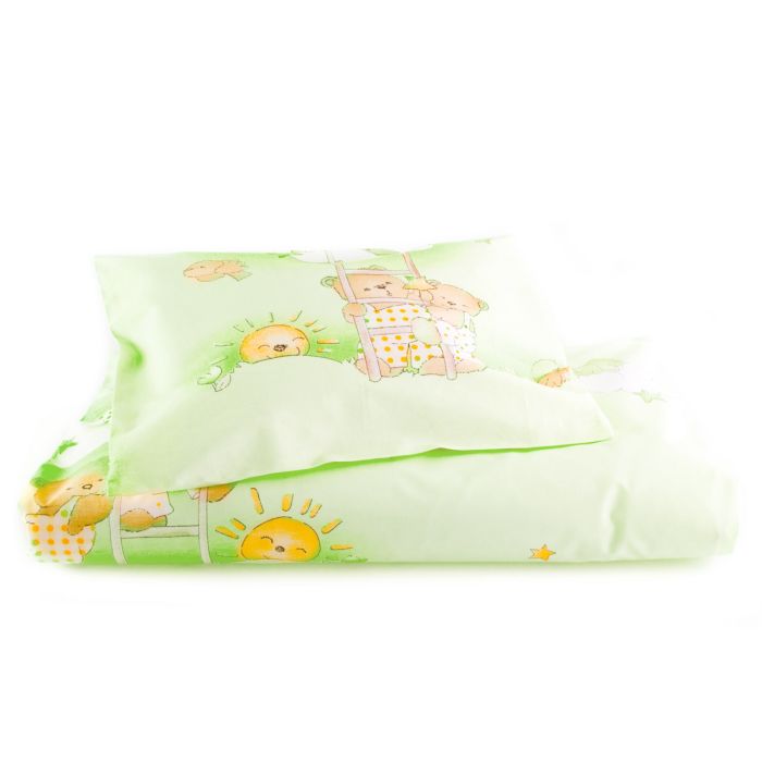 Patalynės komplektas vežimėliui "Debesėliai" žalios spalvos