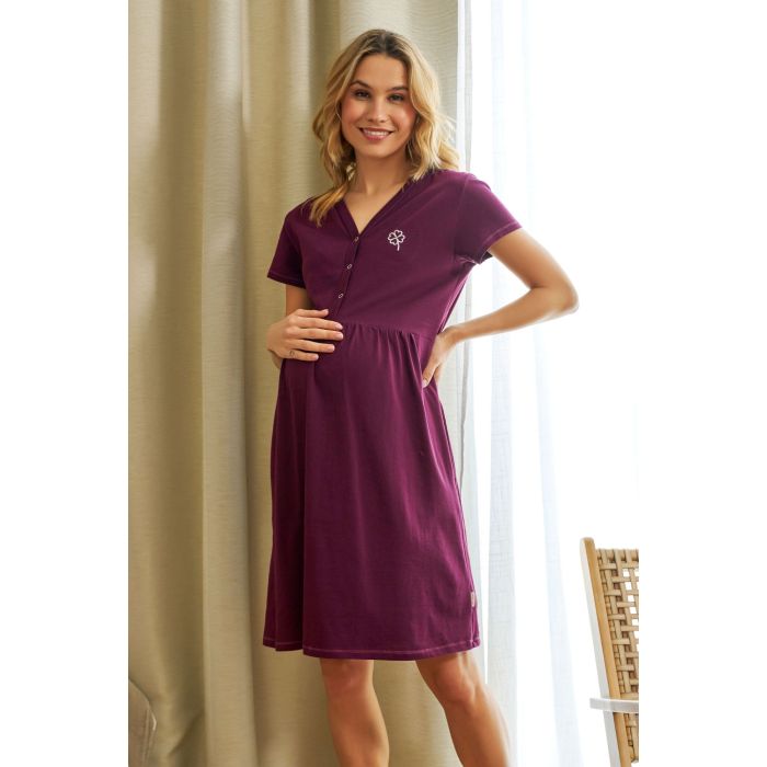 Kokvilnas naktskrekls grūtniecēm un barojošām "Clover" burgundy