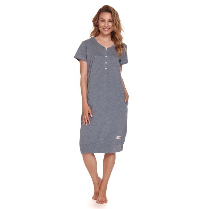 Kokvilnas naktskrekls grūtniecēm un barojošām "Verona" Dark grey S-XXL 