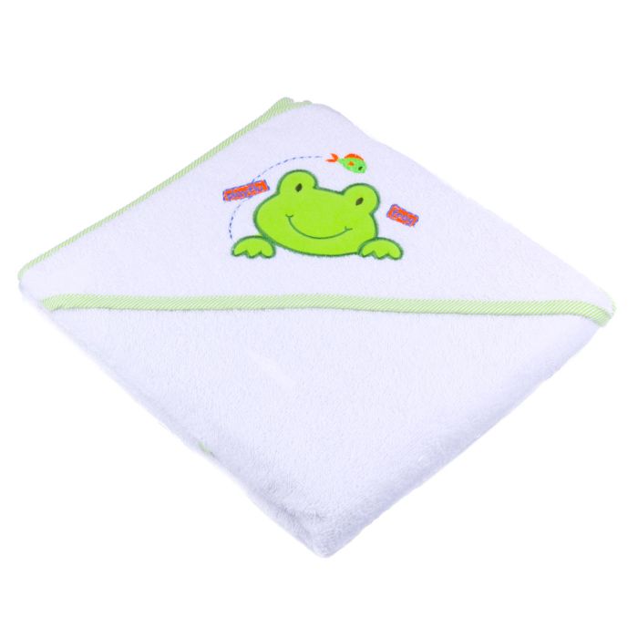 Dvielis mazulim "Animals" ar galvassegu 100x100cm "frotte", balts