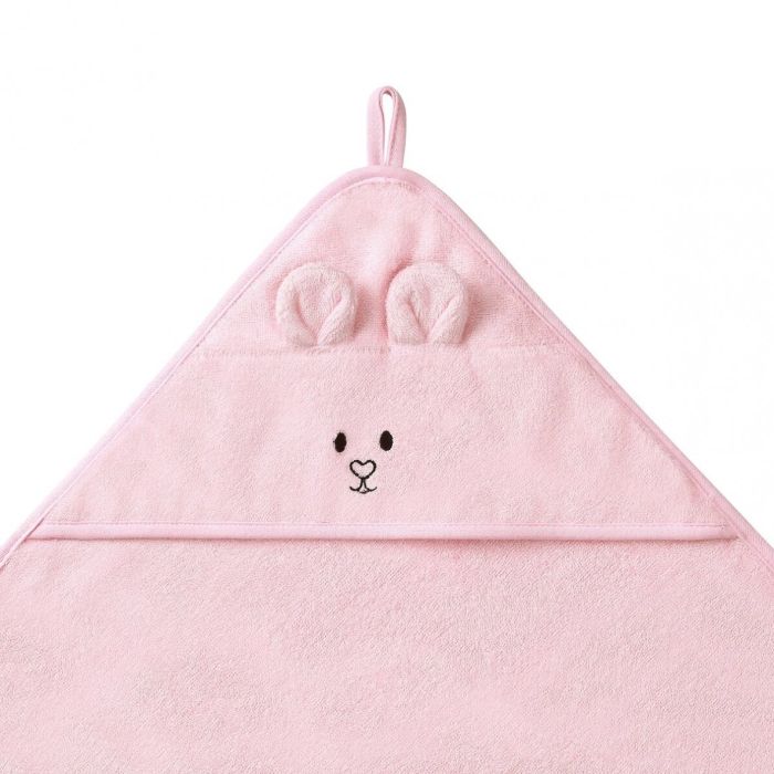 Bambusa dvielis ar kapuci Babyono 100x100 cm "Mouse pink"