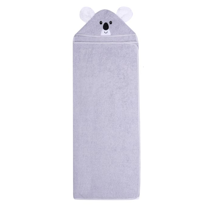 Dvielis ar kapuci  "Koala" 120x100cm  pelēks
