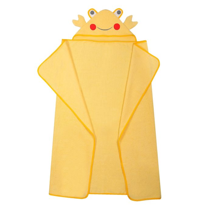 Dvielis ar kapuci  "Crab" 120x100cm dzeltens