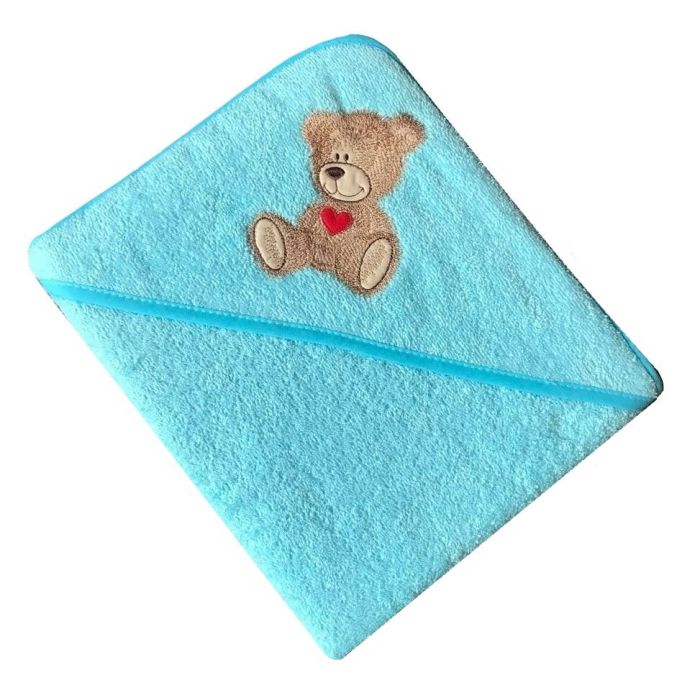Rankšluostis kūdikiui "Teddy bear" su gobtuvu 80x80cm "frotte"