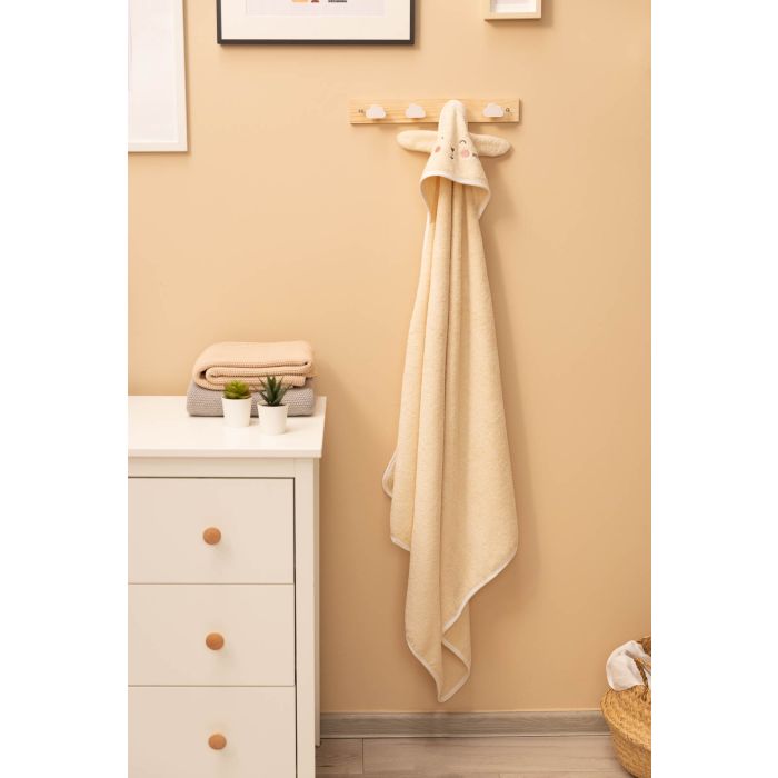 Dvielis mazulim ar kapuci "BUNNY" 90x90 cm ecru